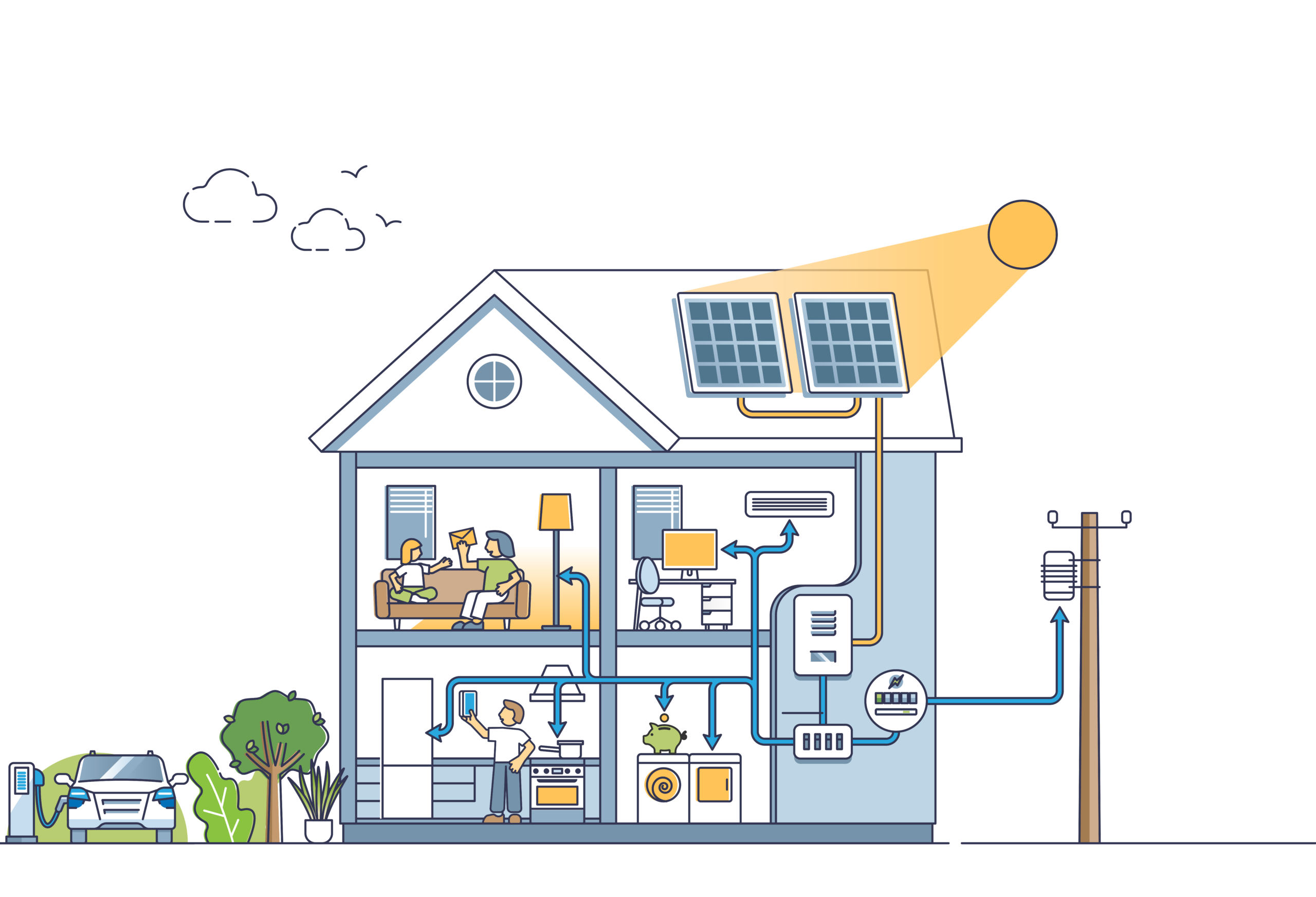 Grafik Haus mit PV-Anlage