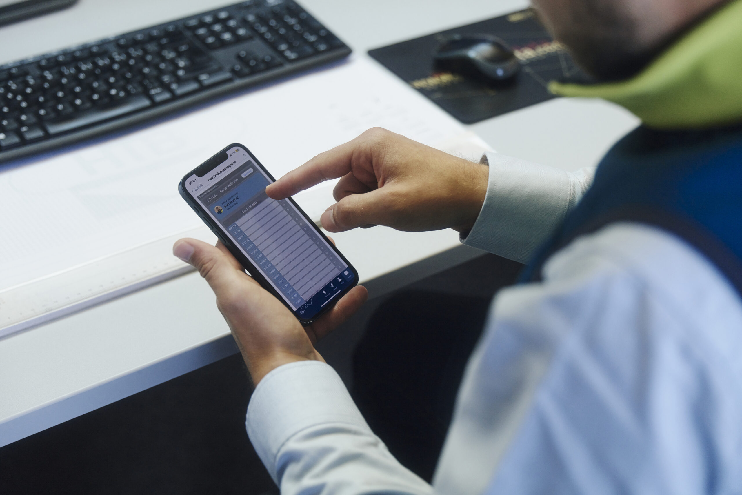 Beschneiungsprognose auf einem Smartphone